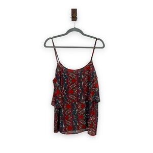 Everly Boho Flowy Tiered Spaghetti Strap Tank Size Small